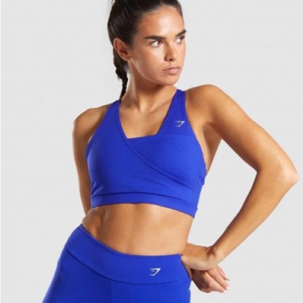 Gymshark Laser Cut Sports Bra Blue Medium